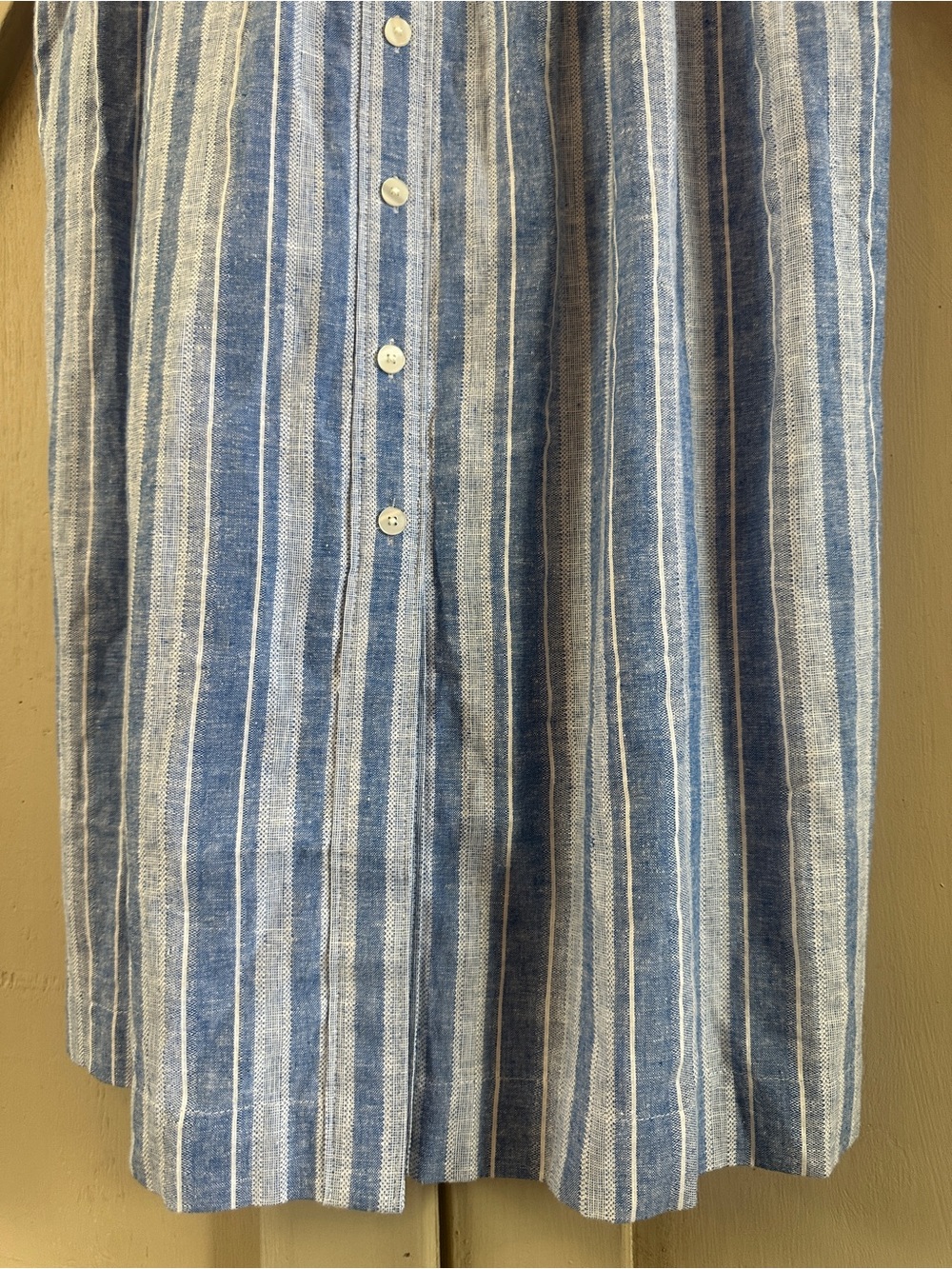 Draper James Blue White Linen Blend Stripe Button Front Midi Dress Size 10 - Picture 6 of 12